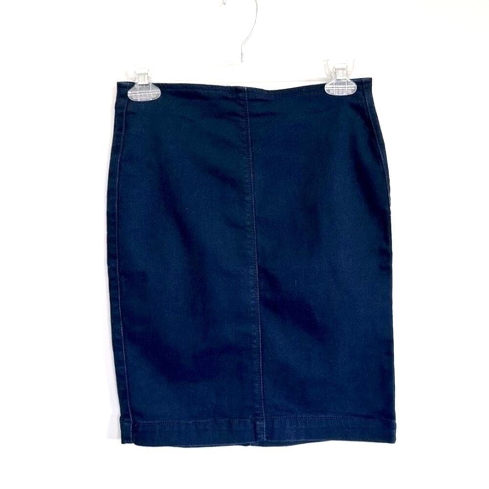 F21 Denim Pencil Skirt Dark Blue Stretch Size 27